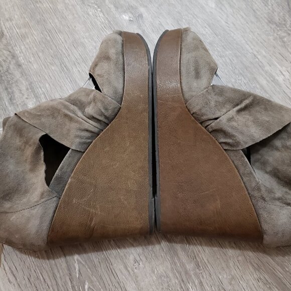 Eileen Fisher Nubuk Leather Wedge Platform Sandal Grey 38 - Picture 3 of 9